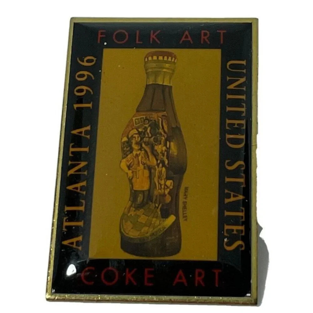 VTG NEW Coca Cola Atlanta Coke Folk Art United States‎ Lapel Hat Pin Back 1996